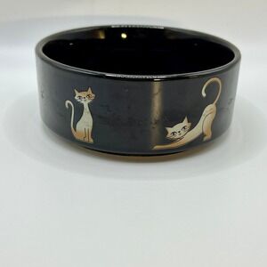 Whisker City‎ Cat Bowl - Black - Siamese Cats Stretching